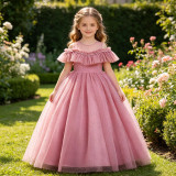 Girls' Summer Polka Dot Mesh Princess Dress Wedding Flower Girl Dress
