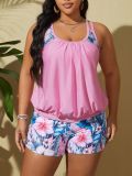 Plus Size Women Bikini Floral Print Swimwear Two Pieces