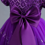 Women Christmas Outfit Sequin Mesh Bow Tutu Skirt
