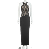 Women Summer/Autumn Lace Patchwork Sleeveless Maxi Dress