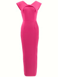 Women Summer Elegant Sleeveless Square Neck Zipper Maxi Dress