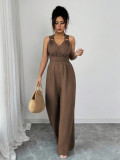 Women Halter Neck Cross Backless Casual Sleeveless Jumpsuit