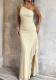 Women Summer Sexy Slash Shoulder Sleeveless Irregular Ruffle Dress