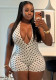 Women Polka Dot Print Halter Neck Lace-up V-Neck Backless Jumpsuits