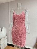 Women Sequin Summer Beach Holidays Sexy Bodycon Strap Dress