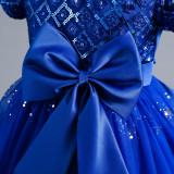 Women Christmas Outfit Sequin Mesh Bow Tutu Skirt