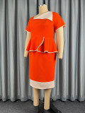 Women Color Block Ruffle Short-Sleeve Bodycon Dress