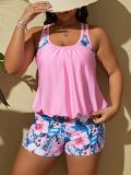 Plus Size Women Bikini Floral Print Swimwear Two Pieces