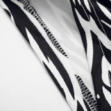Women Summer Zebra Print Halter Neck V-Neck Backless Jumpsuits