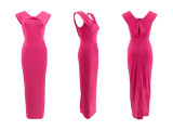 Women Summer Elegant Sleeveless Square Neck Zipper Maxi Dress