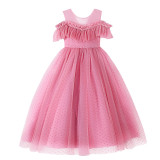 Girls' Summer Polka Dot Mesh Princess Dress Wedding Flower Girl Dress