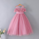 Girls' Summer Polka Dot Mesh Princess Dress Wedding Flower Girl Dress