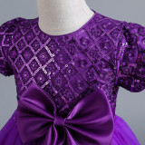 Women Christmas Outfit Sequin Mesh Bow Tutu Skirt