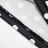 Women Polka Dot Print Drawstring Halter Neck Top and Capri Pants Two-Piece Set