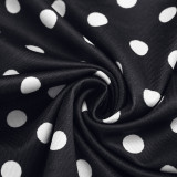 Women Polka Dot Print Drawstring Halter Neck Top and Capri Pants Two-Piece Set