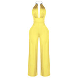 Women Summer Sexy Halter Neck Backless Jumpsuit
