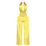 Women Summer Sexy Halter Neck Backless Jumpsuit