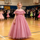 Girls' Summer Polka Dot Mesh Princess Dress Wedding Flower Girl Dress