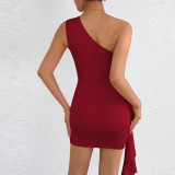 Women Summer Slash Shoulder Sleeveless Sexy Bodycon Dress