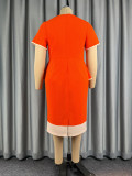 Women Color Block Ruffle Short-Sleeve Bodycon Dress