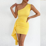Women Summer Slash Shoulder Sleeveless Sexy Bodycon Dress