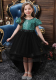Girls' V-Neck Sequin Bow Princess Dress