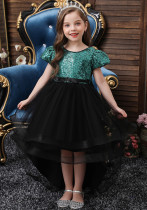 Girls' V-Neck Sequin Bow Princess Dress Girls' V-Neck Sequin Bow Princess Dress