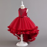 Girls' Christmas Dress Children's Princess Dress Flower Girl Train Tutu Mesh Skirt