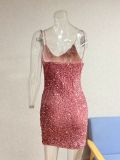 Women Sequin Summer Beach Holidays Sexy Bodycon Strap Dress