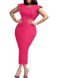 Women Summer Elegant Sleeveless Square Neck Zipper Maxi Dress