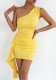 Women Summer Slash Shoulder Sleeveless Sexy Bodycon Dress