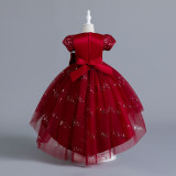 Women Christmas Outfit Sequin Mesh Bow Tutu Skirt