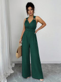 Women Halter Neck Cross Backless Casual Sleeveless Jumpsuit