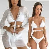 Women Bikini Lace-Up Sexy Swimwear Four-Piece Set