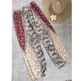 Women's Print Strap Lace-Up Cutout High-Slit Two-Piece Bikini Swimsuit