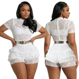 Summer Women's Sexy See-Through Lace Slim Waist Jumpsuit