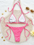 Women's Printed Triangle Lace-Up Charm Bikini Two-Piece Swimsuit