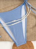 Women's Sexy Low Back Lace-Up Halter Neck Cutout Bikini Swimsuit