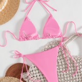 Women's Sexy Lace-Up Two-Piece Bikini Three-Piece Swimsuit for Beach