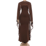 Spring Sexy Long Strap Dress & Shawl Set