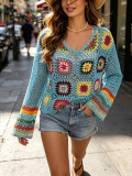 Women's Hollow Crochet Floral Knitted Beach Cover-Up