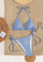 Women's Sexy Low Back Lace-Up Halter Neck Cutout Bikini Swimsuit Women's Sexy Low Back Lace-Up Halter Neck Cutout Bikini Swimsuit