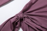 Spring Women's Sexy Low Back Bell Sleeve Bodycon Romper