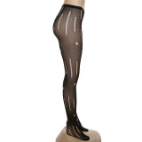 Summer Women's Sexy Mesh See-Through Cutout Ripped Tight-Fitting Pants