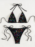 Women's Sexy Lace-Up Two-Piece Bikini Three-Piece Swimsuit for Beach