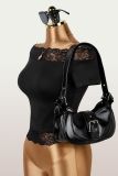 Summer Women's Lace Off Shoulder Sexy Slim Waist Slim Fit Short Sleeve T-Shirt
