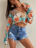 Women's Bohemian Hollow Crochet Knitted Beach Cover-Up for Holidays