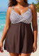 Plus Size Striped Multi-Color Dress Slim Fit Two-Piece Swimsuit