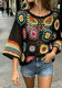 Women's Hollow Crochet Colorblock Floral Knitted Beach Cover-Up