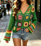 Women's Hollow Crochet Floral Knitted Beach Cover-Up